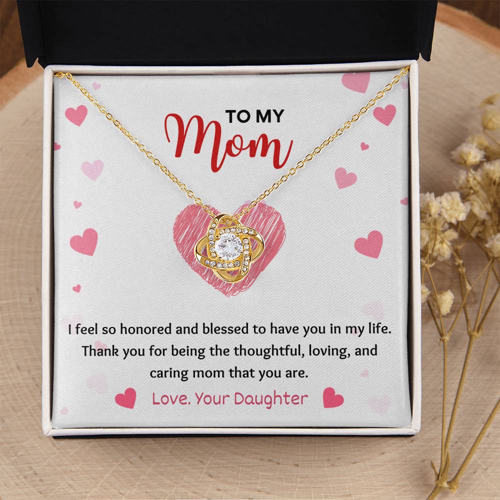 Mom Necklace Gift from Daughter – Message Card and Box
