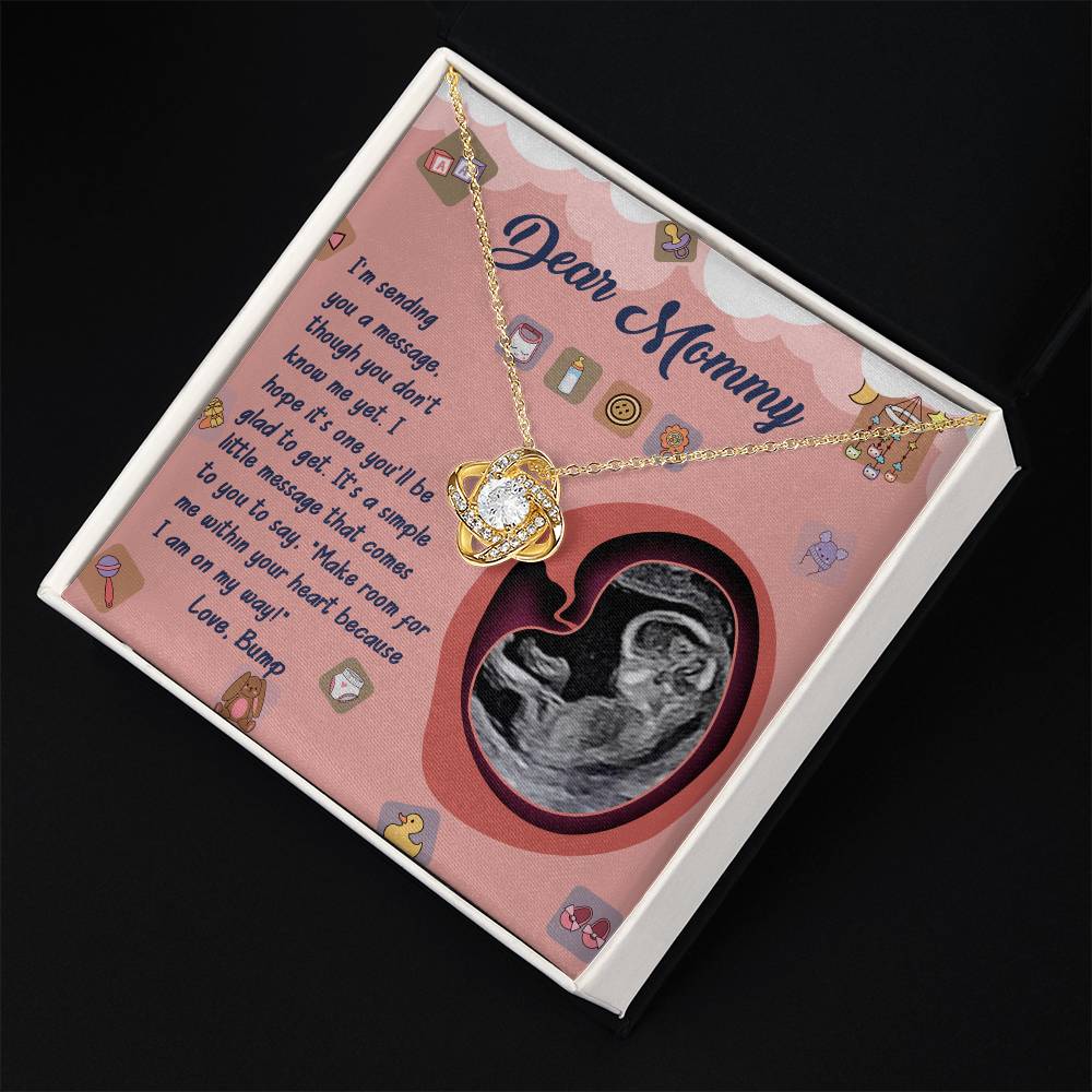 Dear Mommy Necklace For Mothe's Day Jewelry For Mom, Gift For Mommy From Baby Bump, Pregnancy Gift For Mommy Love Knot Necklace With Meaningful Message Card And Box.