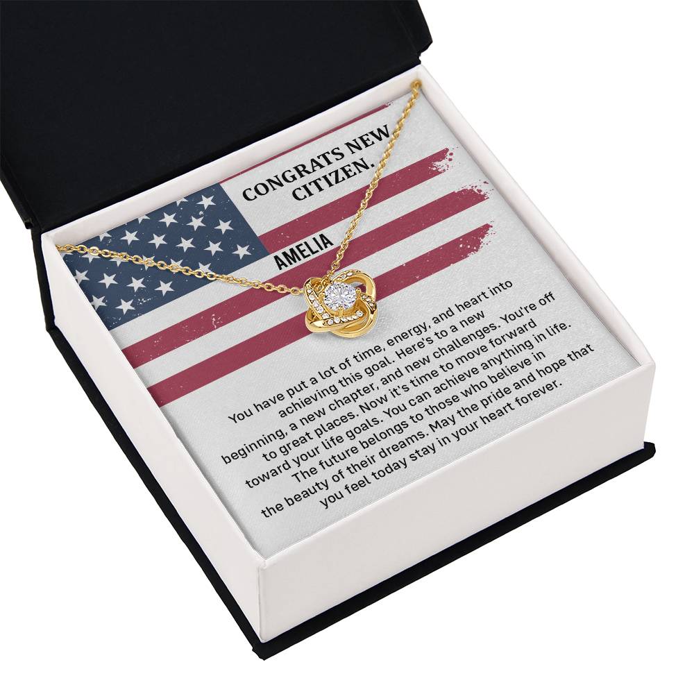 Congrats Necklace For New U.s. Citizen Amelia Necklace For New U.s. Citizen Necklace With Citizenship Message Gift For Citizenship Milestone Necklace For Official U.S Citizen Gift For American Citizenship Success Necklace For US Naturalization Celebration