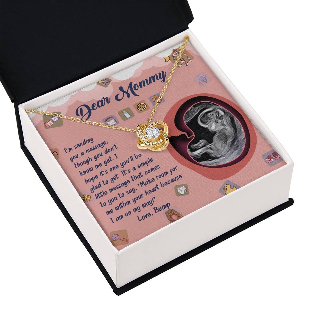 Dear Mommy Necklace For Mothe's Day Jewelry For Mom, Gift For Mommy From Baby Bump, Pregnancy Gift For Mommy Love Knot Necklace With Meaningful Message Card And Box.