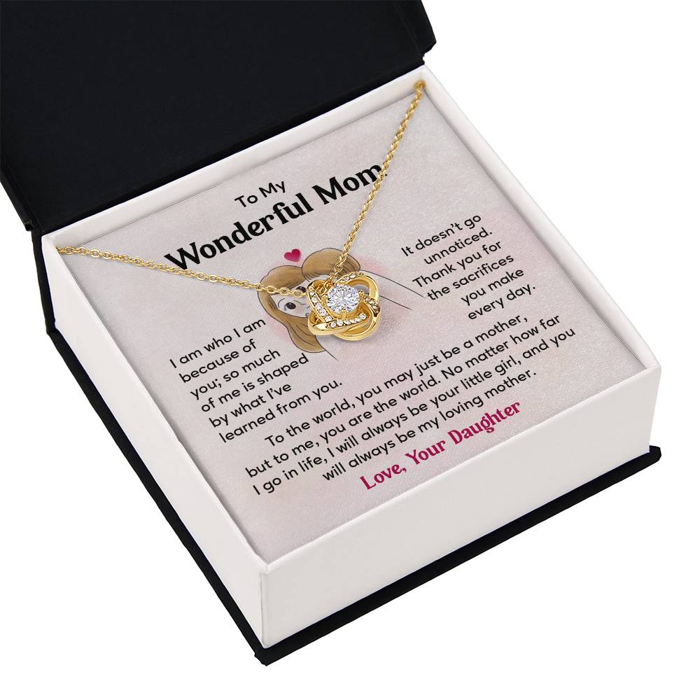 To My Wonderful Mom, Wonderful Mom Pendant Heartfelt Necklace For Her Thank You Gift For Sacrifice Sentimental Necklace For Love Loving Pendant Sentimental Pendant Appreciation Necklace For Her Special Pendant For A Mother Love Loving Pendant For Support