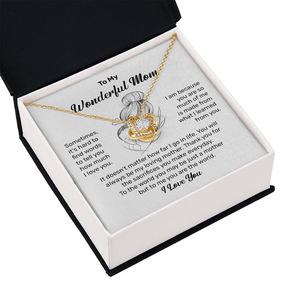 To My Wonderful Mom Heartfelt Necklace For Her Loving Jewelry For Mother's Day Thank You Gift Sentimental Necklace For Care Loving Pendant For A Cherished Bond Sentimental Pendant Appreciation Necklace For Her Thoughtful Necklace For Love And Support