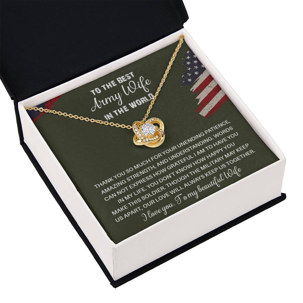 To The Best Army Wife In The World  Best Army Wife Jewelry Unwavering Support Necklace Thank You Jewelry For Wives Unique Gift For Military Spouses My Beautiful Wife Jewelry Romantic Gift For Army Wives Meaningful Gift For Military Wives