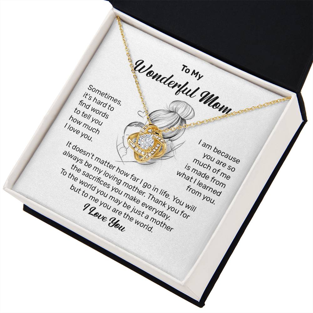 To My Wonderful Mom Heartfelt Necklace For Her Loving Jewelry For Mother's Day Thank You Gift Sentimental Necklace For Care Loving Pendant For A Cherished Bond Sentimental Pendant Appreciation Necklace For Her Thoughtful Necklace For Love And Support