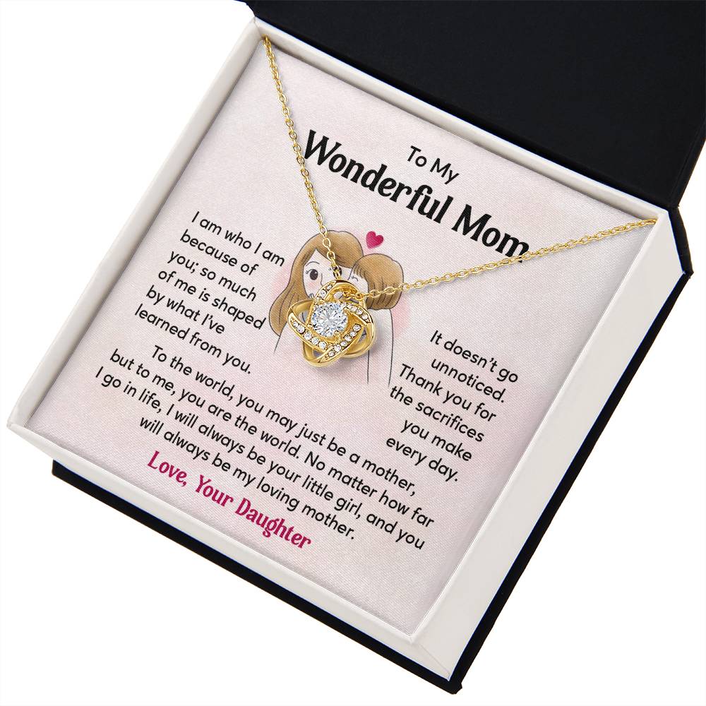 To My Wonderful Mom, Wonderful Mom Pendant Heartfelt Necklace For Her Thank You Gift For Sacrifice Sentimental Necklace For Love Loving Pendant Sentimental Pendant Appreciation Necklace For Her Special Pendant For A Mother Love Loving Pendant For Support