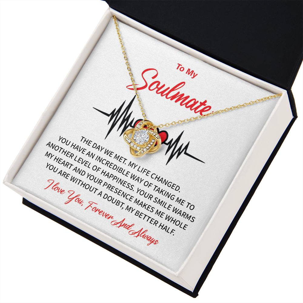To My Soulmate Love Knot Necklace Gift for Wife