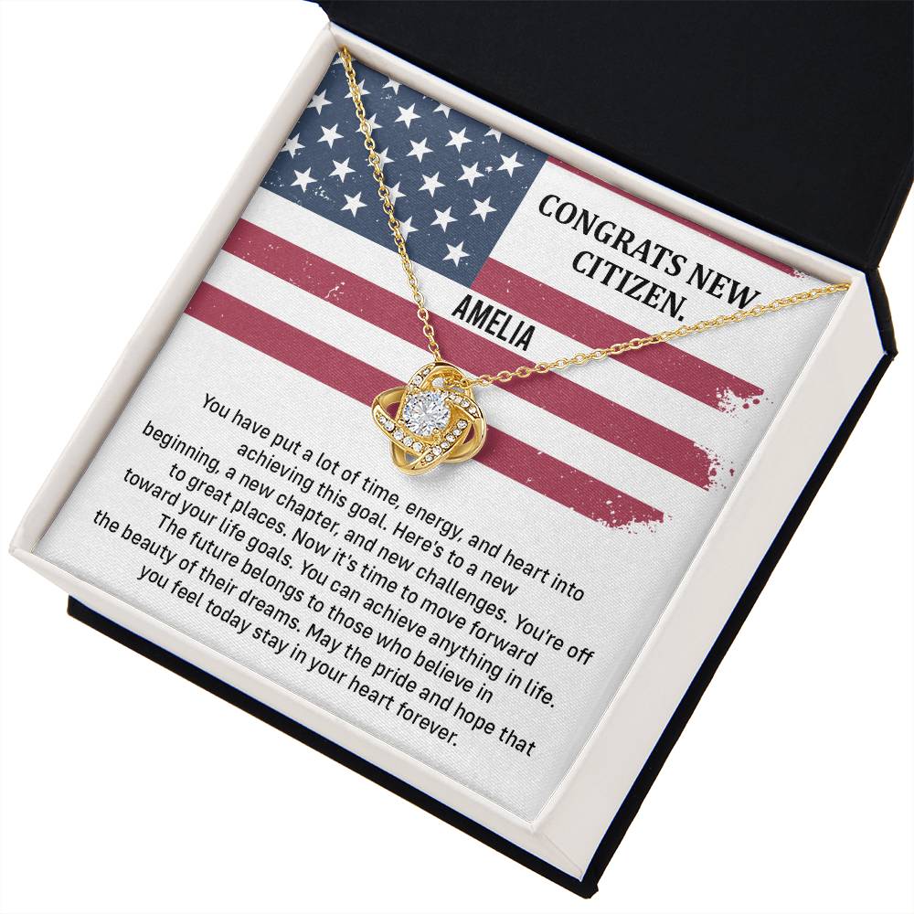 Congrats Necklace For New U.s. Citizen Amelia Necklace For New U.s. Citizen Necklace With Citizenship Message Gift For Citizenship Milestone Necklace For Official U.S Citizen Gift For American Citizenship Success Necklace For US Naturalization Celebration