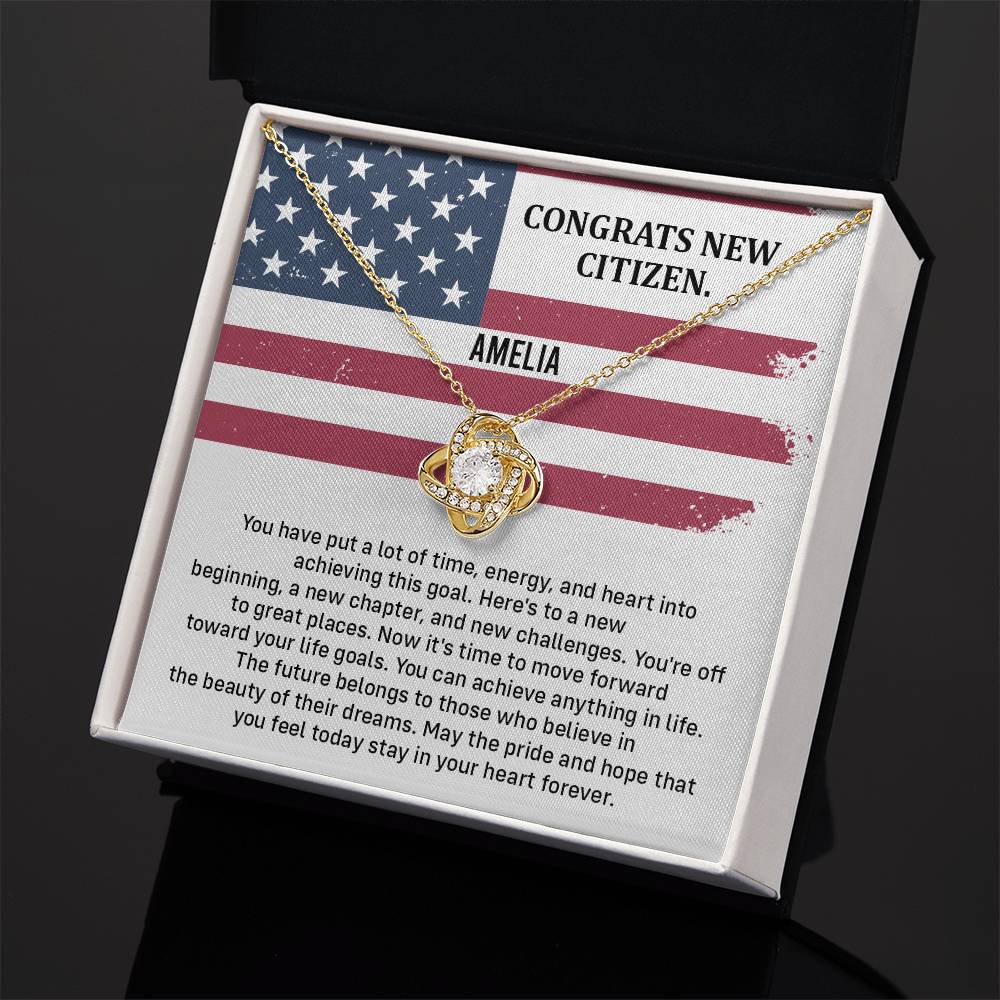 Congrats Necklace For New U.s. Citizen Amelia Necklace For New U.s. Citizen Necklace With Citizenship Message Gift For Citizenship Milestone Necklace For Official U.S Citizen Gift For American Citizenship Success Necklace For US Naturalization Celebration