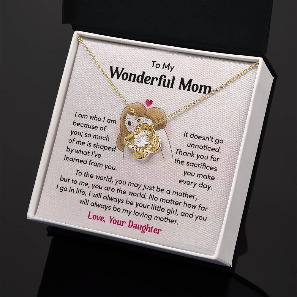 To My Wonderful Mom, Wonderful Mom Pendant Heartfelt Necklace For Her Thank You Gift For Sacrifice Sentimental Necklace For Love Loving Pendant Sentimental Pendant Appreciation Necklace For Her Special Pendant For A Mother Love Loving Pendant For Support