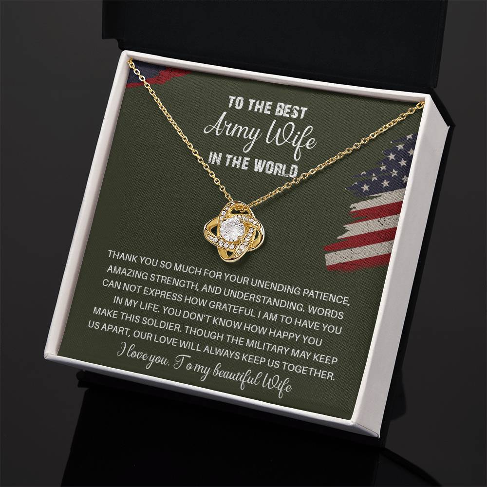 To The Best Army Wife In The World  Best Army Wife Jewelry Unwavering Support Necklace Thank You Jewelry For Wives Unique Gift For Military Spouses My Beautiful Wife Jewelry Romantic Gift For Army Wives Meaningful Gift For Military Wives