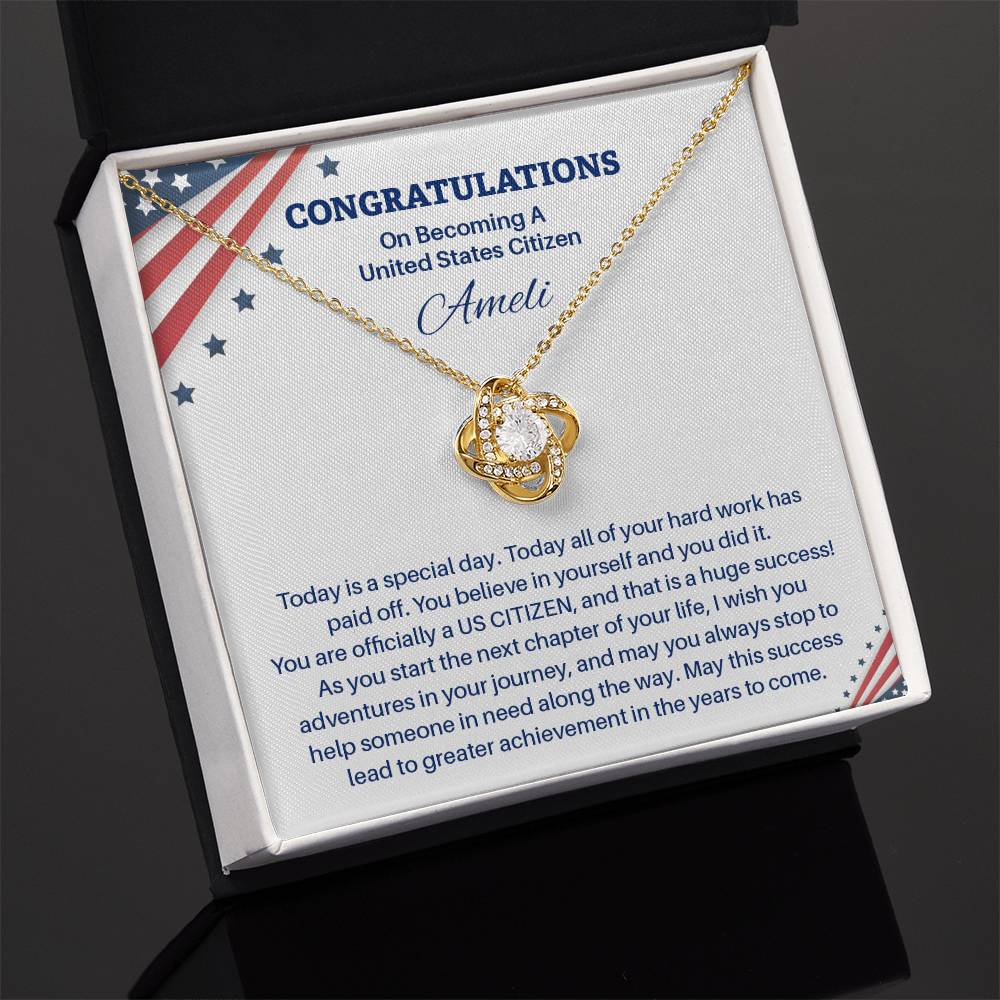 Congratulations Necklace For New U.s. Citizen Ameli Necklace For New U.s. Citizen Gift For Citizenship Achievement U.s. Citizenship Success Necklace Necklace With Citizenship Message Proud New Citizen Jewelry Necklace For First-time U.s. Citizen