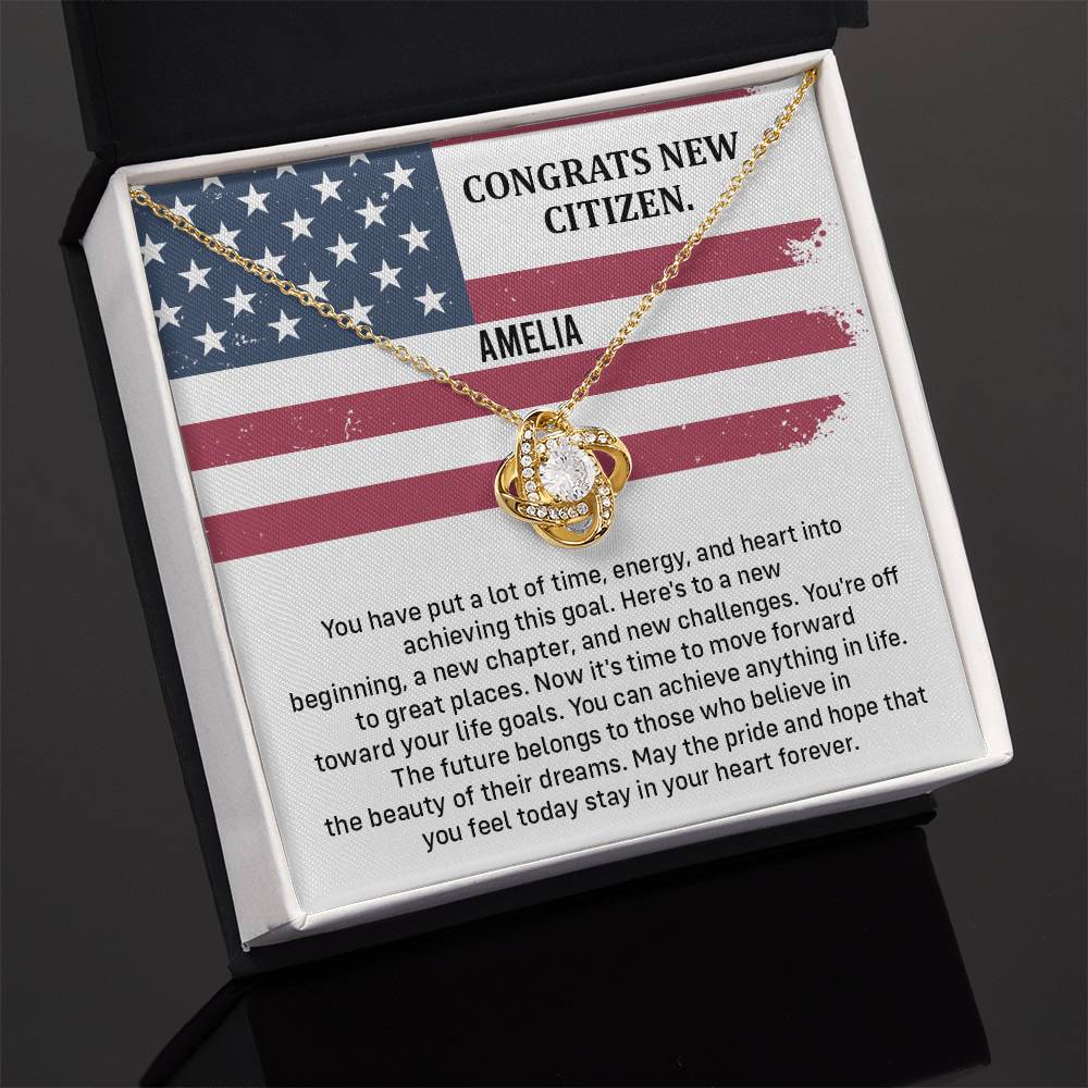 Congrats Necklace For New U.s. Citizen Amelia Necklace For New U.s. Citizen Necklace With Citizenship Message Gift For Citizenship Milestone Necklace For Official U.S Citizen Gift For American Citizenship Success Necklace For US Naturalization Celebration