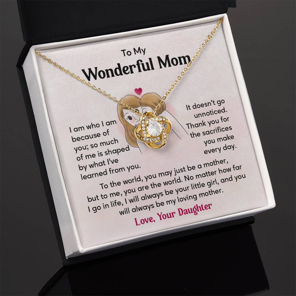 To My Wonderful Mom, Wonderful Mom Pendant Heartfelt Necklace For Her Thank You Gift For Sacrifice Sentimental Necklace For Love Loving Pendant Sentimental Pendant Appreciation Necklace For Her Special Pendant For A Mother Love Loving Pendant For Support