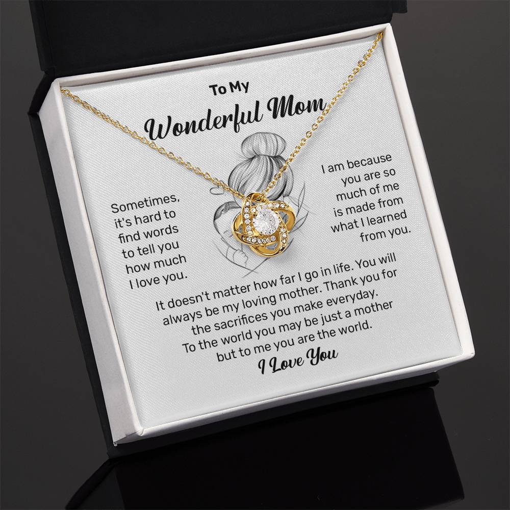 To My Wonderful Mom Heartfelt Necklace For Her Loving Jewelry For Mother's Day Thank You Gift Sentimental Necklace For Care Loving Pendant For A Cherished Bond Sentimental Pendant Appreciation Necklace For Her Thoughtful Necklace For Love And Support