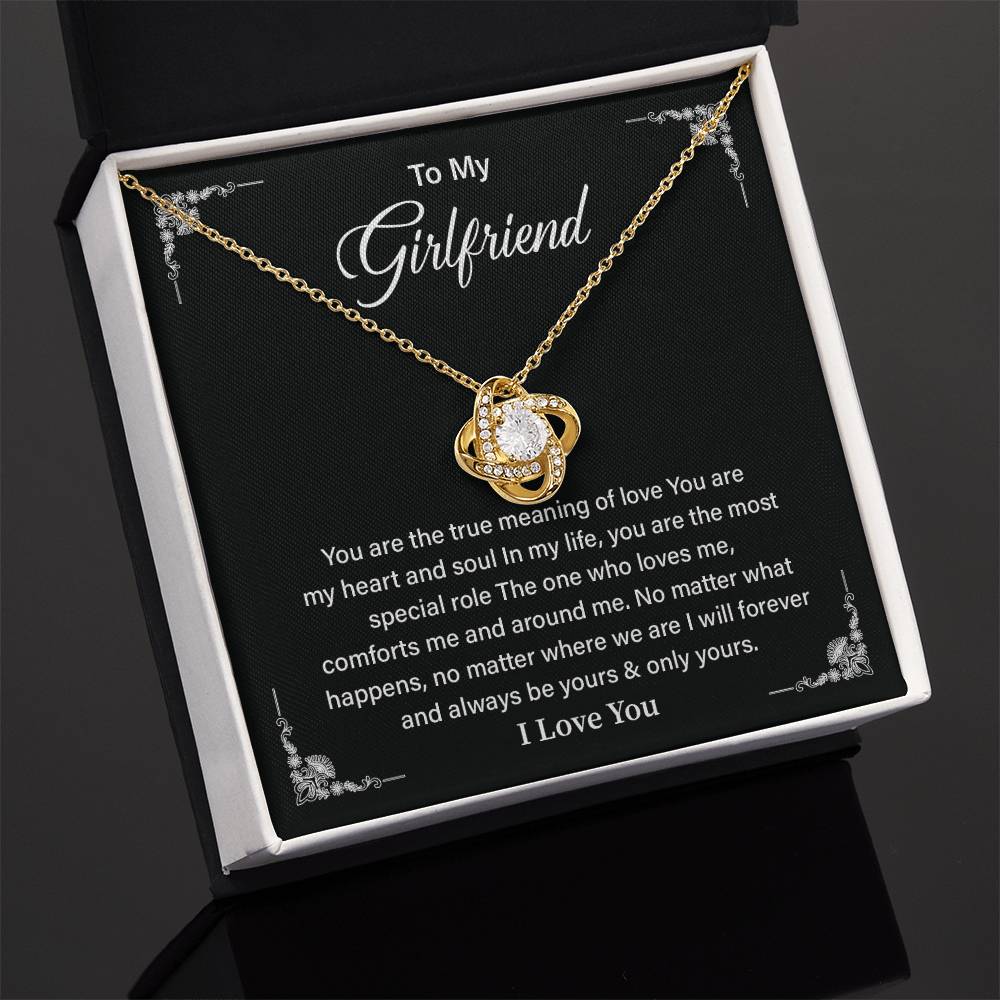To My Girlfriend Love Knot Necklace with Message Card