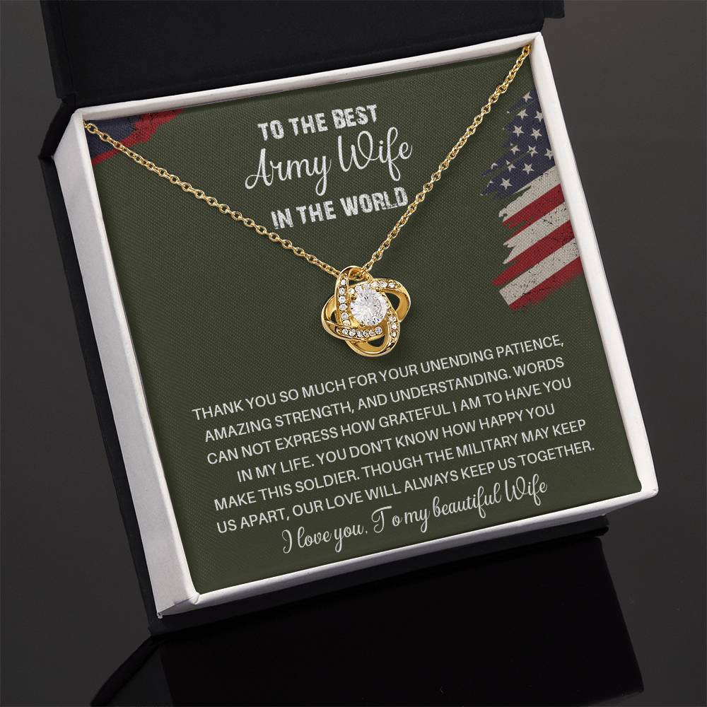 To The Best Army Wife In The World  Best Army Wife Jewelry Unwavering Support Necklace Thank You Jewelry For Wives Unique Gift For Military Spouses My Beautiful Wife Jewelry Romantic Gift For Army Wives Meaningful Gift For Military Wives