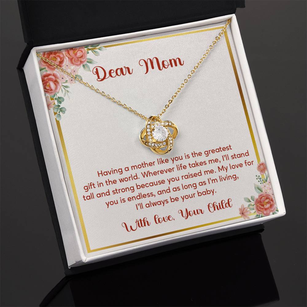 Dear Mom, Elegant Jewelry For A Cherished Bond Thoughtful Necklace For Love And Support Loving Pendant Sentimental Jewelry Loving Gift For A Cherished Heart Thank You Pendant Loving Pendant For Support Strong Jewelry For Her