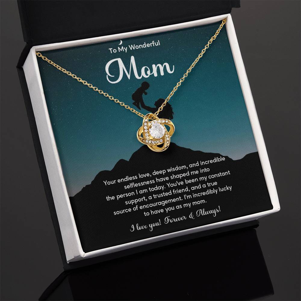 To My Wonderful Mom Elegant Jewelry Thoughtful Necklace For Love And Care Sweet Gift For Lifelong Support Sentimental Jewelry Heartfelt Necklace For Lifelong Bond Thank You Pendant For Support Sentimental Necklace Thank You Gift