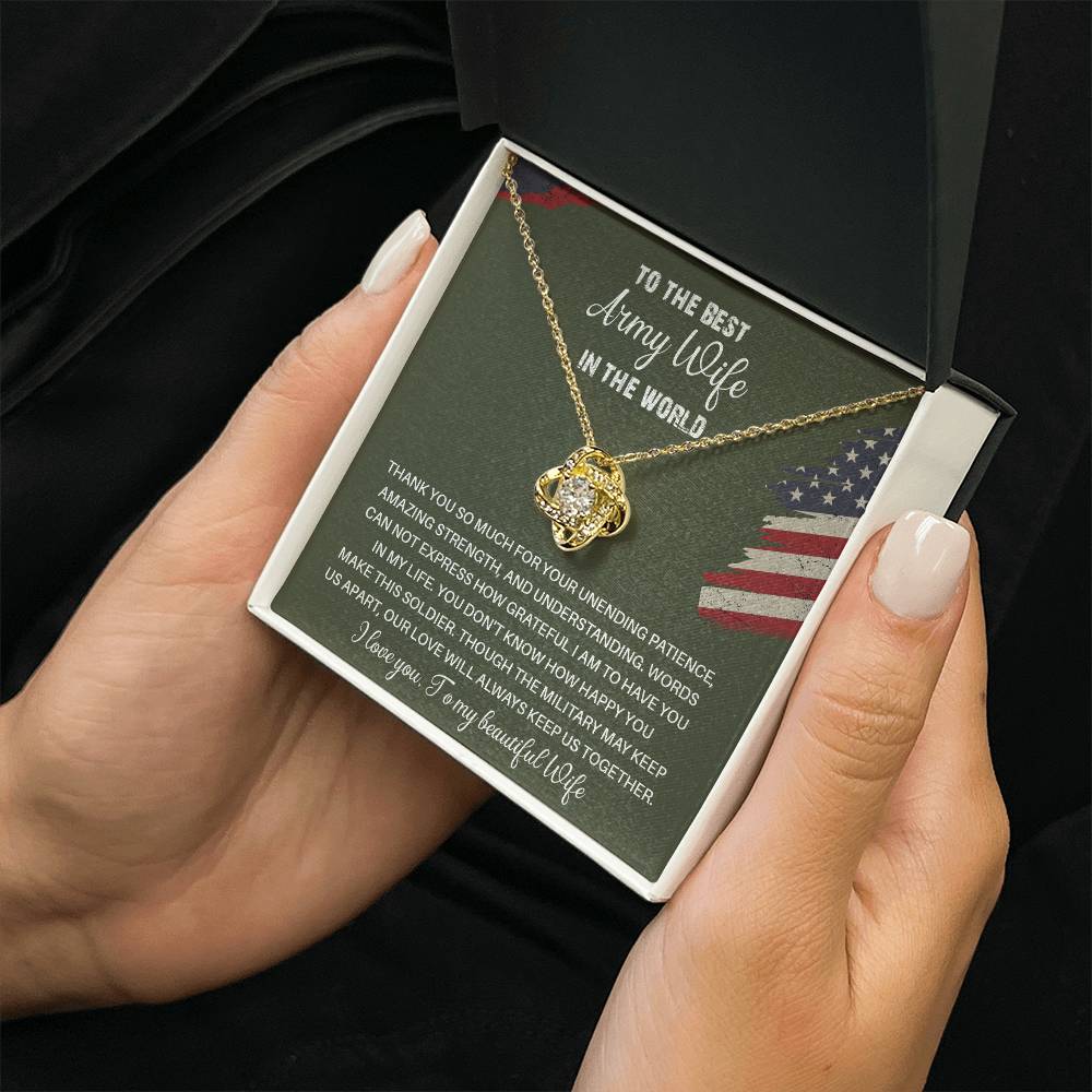 To The Best Army Wife In The World  Best Army Wife Jewelry Unwavering Support Necklace Thank You Jewelry For Wives Unique Gift For Military Spouses My Beautiful Wife Jewelry Romantic Gift For Army Wives Meaningful Gift For Military Wives