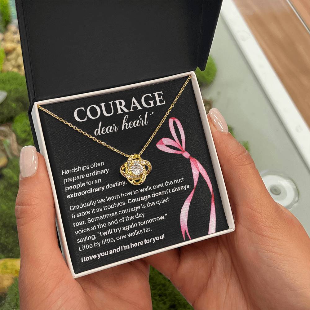 Courage, Dear Heart Overcoming Hardships Necklace Courage Necklace Extraordinary Destiny Jewelry Meaningful Gift For Cancer Patients Supportive Gift For Fighters Never Give Up Necklace Breast Cancer Necklace For Soulmate