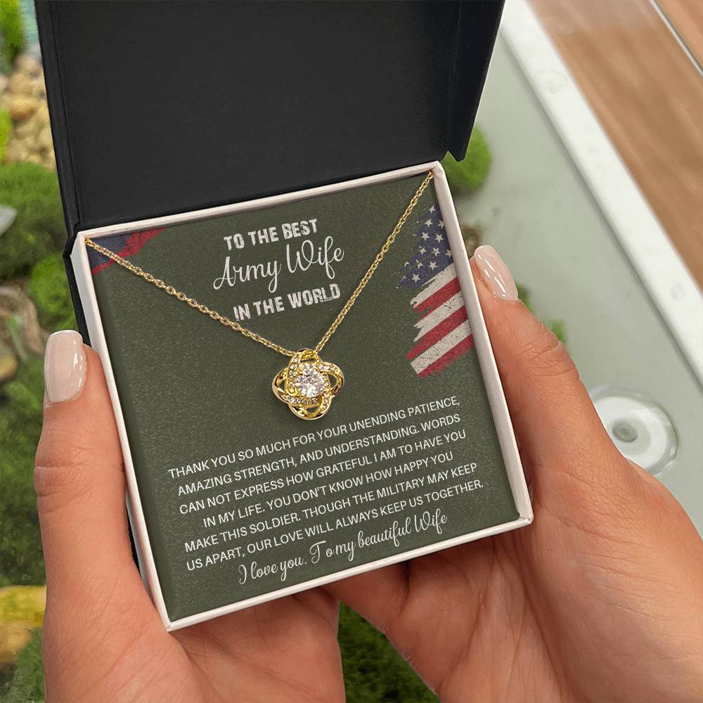 To The Best Army Wife In The World  Best Army Wife Jewelry Unwavering Support Necklace Thank You Jewelry For Wives Unique Gift For Military Spouses My Beautiful Wife Jewelry Romantic Gift For Army Wives Meaningful Gift For Military Wives