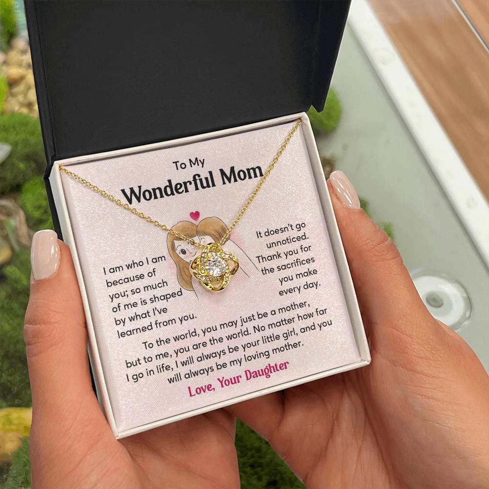 To My Wonderful Mom, Wonderful Mom Pendant Heartfelt Necklace For Her Thank You Gift For Sacrifice Sentimental Necklace For Love Loving Pendant Sentimental Pendant Appreciation Necklace For Her Special Pendant For A Mother Love Loving Pendant For Support