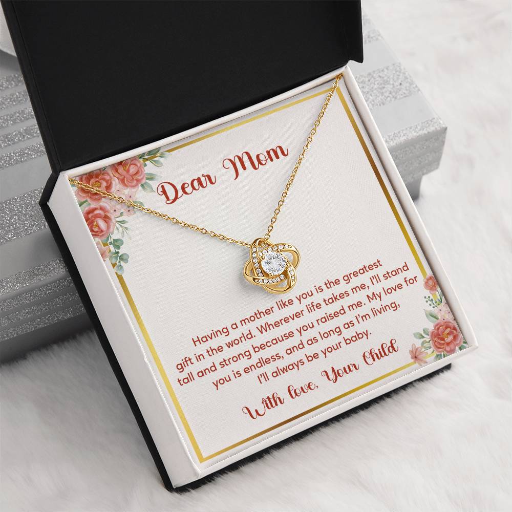 Dear Mom, Elegant Jewelry For A Cherished Bond Thoughtful Necklace For Love And Support Loving Pendant Sentimental Jewelry Loving Gift For A Cherished Heart Thank You Pendant Loving Pendant For Support Strong Jewelry For Her