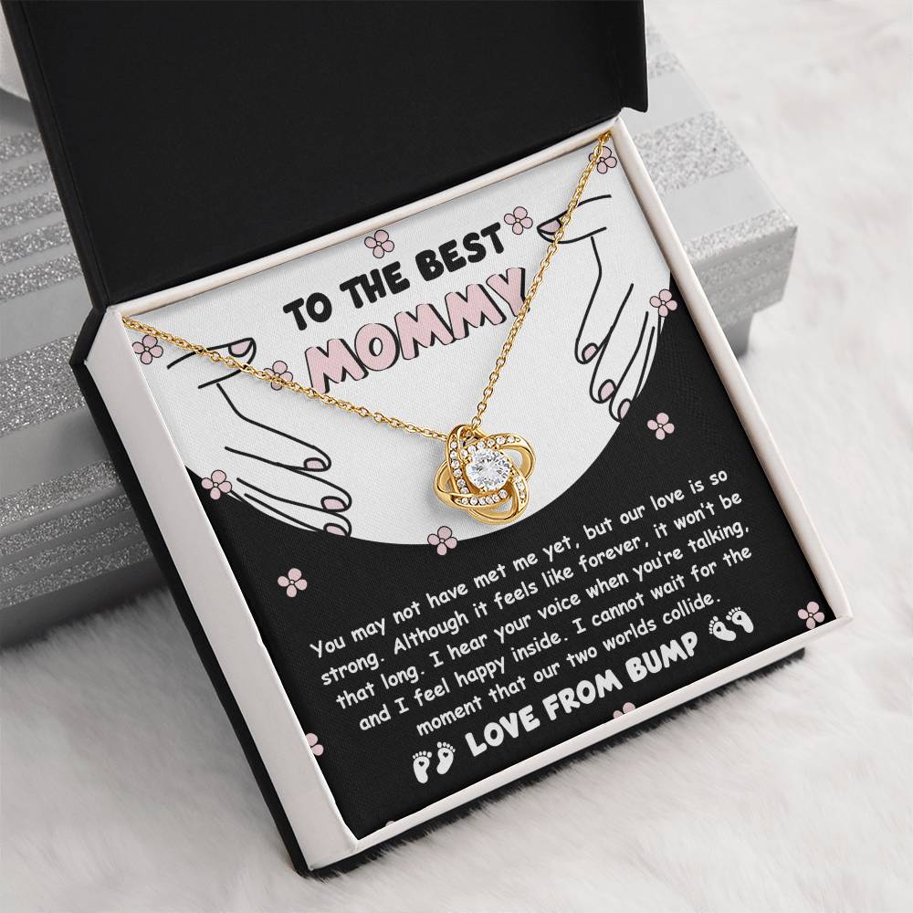 To My Best Mommy  Necklace For Mothe's Day Jewelry For Mom, Gift For Mommy From Baby Bump, Pregnancy Gift For Mommy 925 Silver Necklace Love Knot Necklace With Meaningful Message Card And Box.