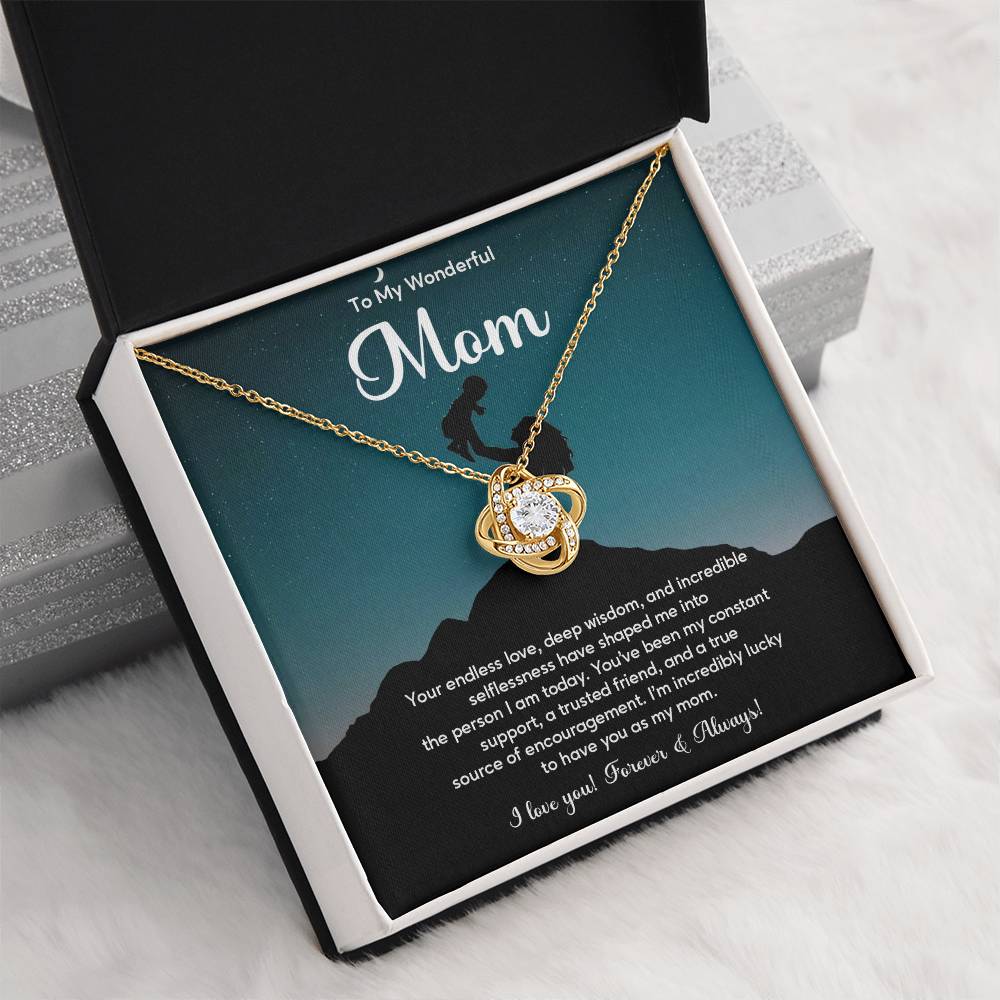 To My Wonderful Mom Elegant Jewelry Thoughtful Necklace For Love And Care Sweet Gift For Lifelong Support Sentimental Jewelry Heartfelt Necklace For Lifelong Bond Thank You Pendant For Support Sentimental Necklace Thank You Gift