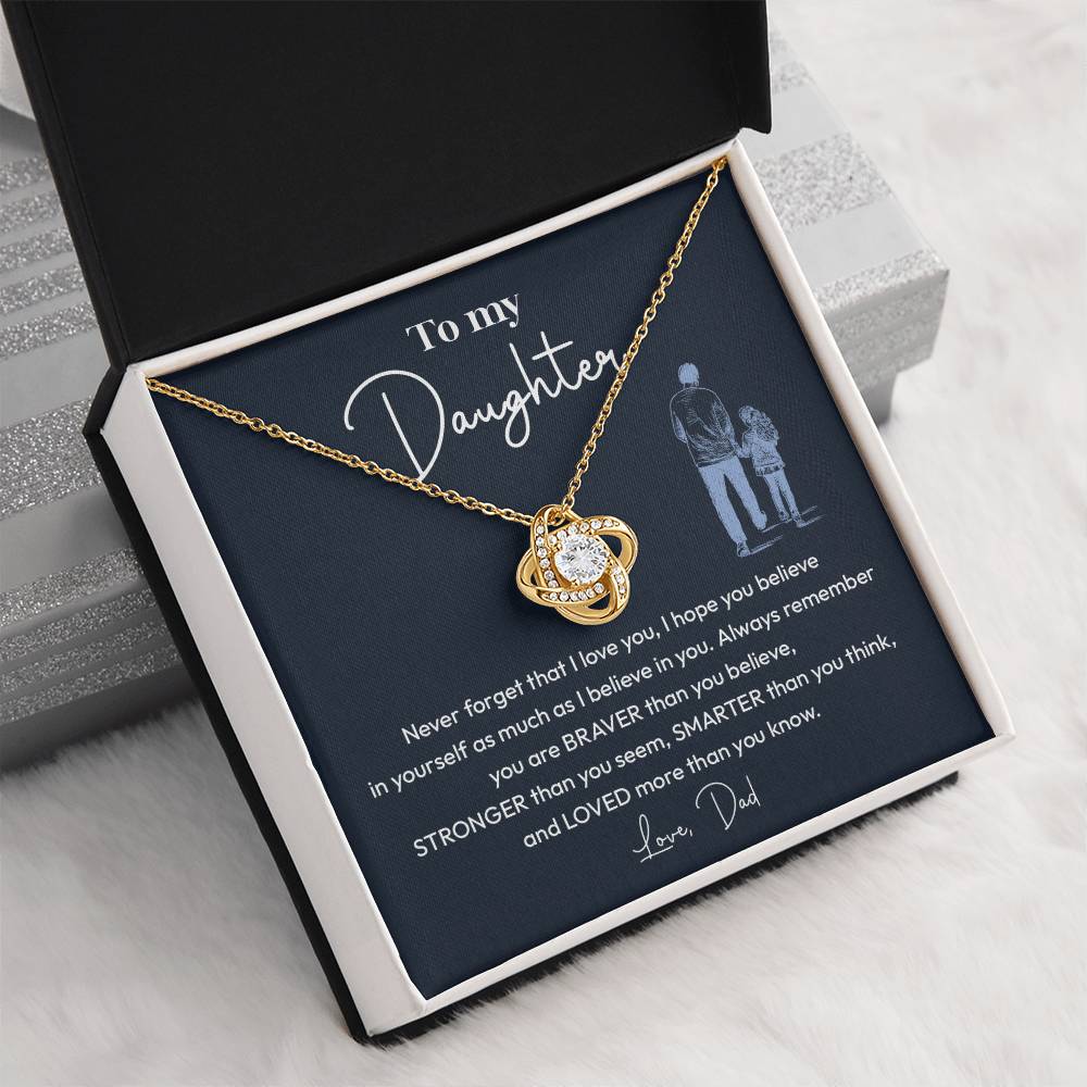 Daughter Necklace from Dad – Braver Smarter Loved Jewelry Gift