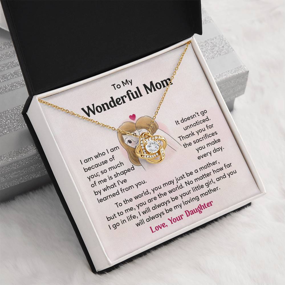 To My Wonderful Mom, Wonderful Mom Pendant Heartfelt Necklace For Her Thank You Gift For Sacrifice Sentimental Necklace For Love Loving Pendant Sentimental Pendant Appreciation Necklace For Her Special Pendant For A Mother Love Loving Pendant For Support