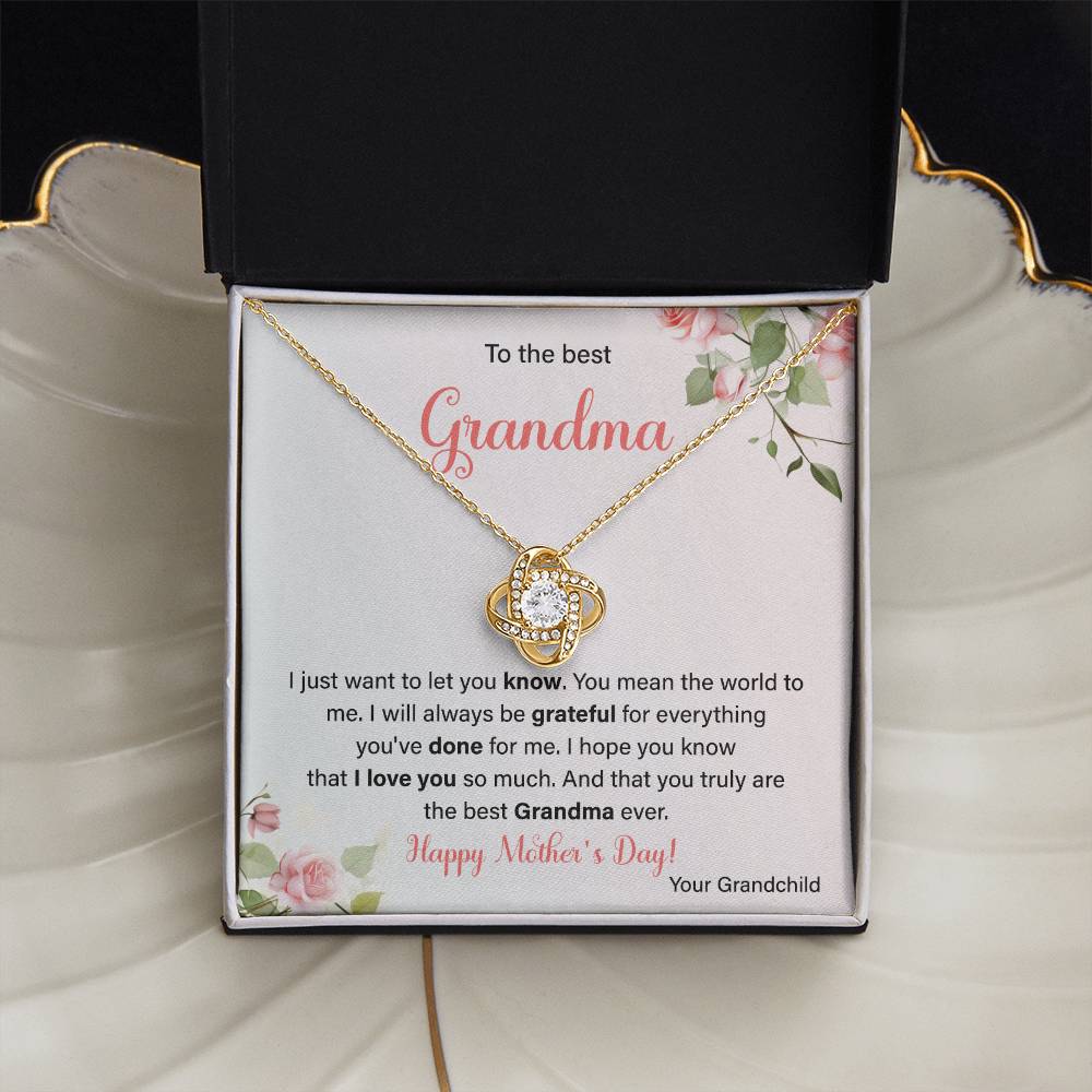 To The Best Grandma Grandmother Appreciation Necklace Love From Grandchild Gift Happy Mother’s Day For Her Sentimental Grandma Necklace Heartfelt Message For Old Lady Thank You Gift Gift For Special Person