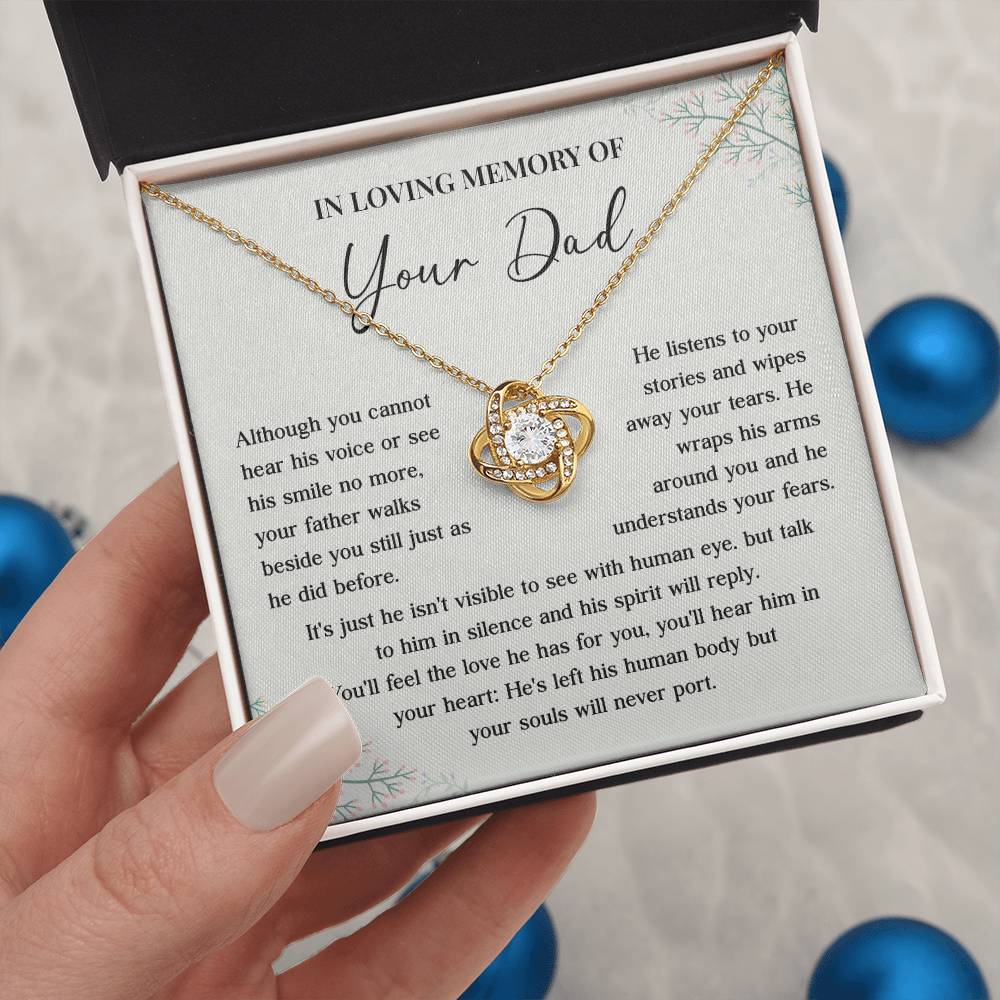 Memorial Necklace for Dad Loss with Message Card