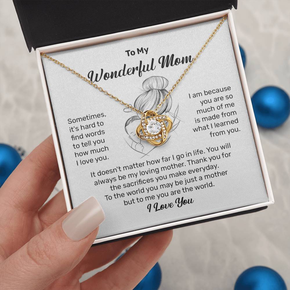 To My Wonderful Mom Heartfelt Necklace For Her Loving Jewelry For Mother's Day Thank You Gift Sentimental Necklace For Care Loving Pendant For A Cherished Bond Sentimental Pendant Appreciation Necklace For Her Thoughtful Necklace For Love And Support