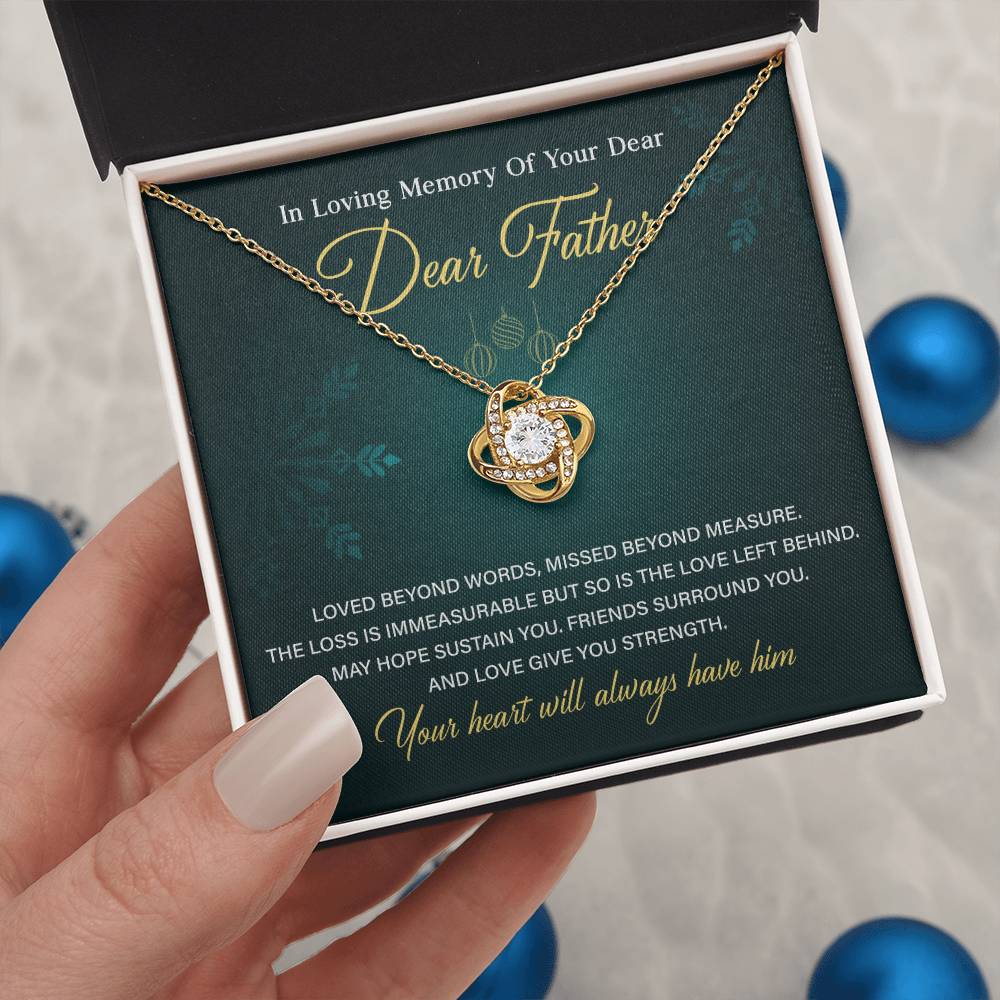 Memorial Necklace for Loss of Father with Card