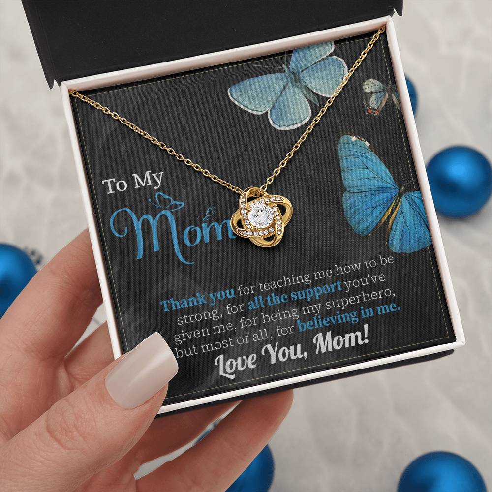 To My Mom Necklace Gift, Special Mother's Gifts, Mom Birthday Gift, Mother's Gift For Mom From Daughter And Son, 925 Silver Necklace Love Knot Necklace With Meaningful Message Card And Box.