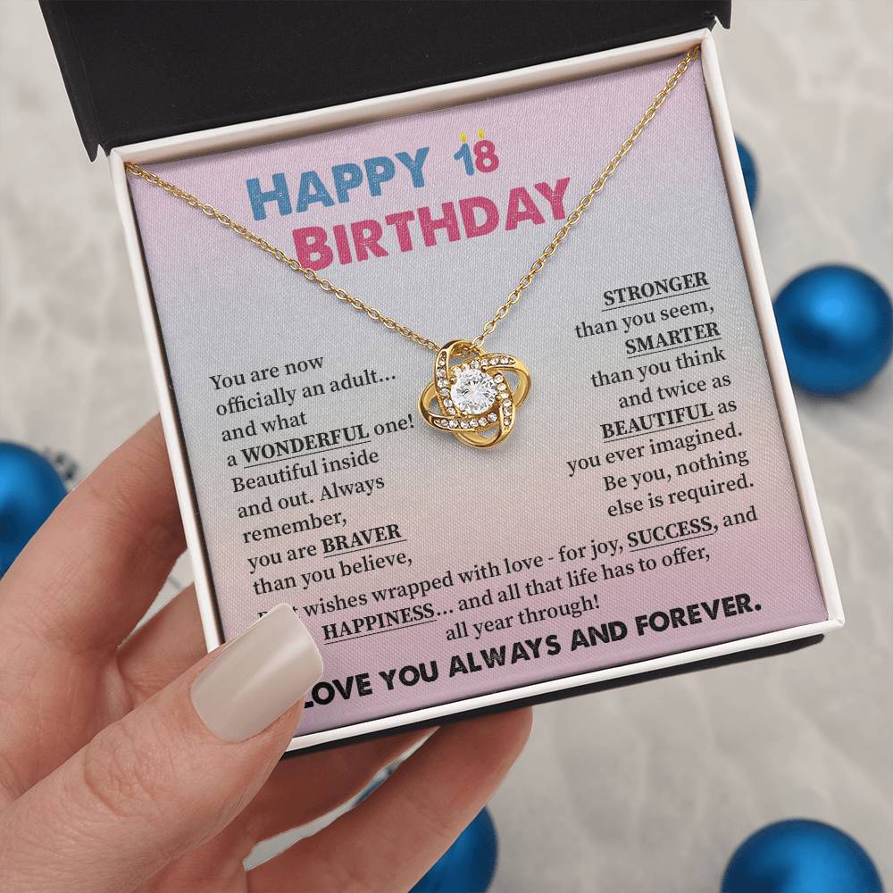 18th Birthday Necklace for Girl – Pastel Message Card Jewelry Gift