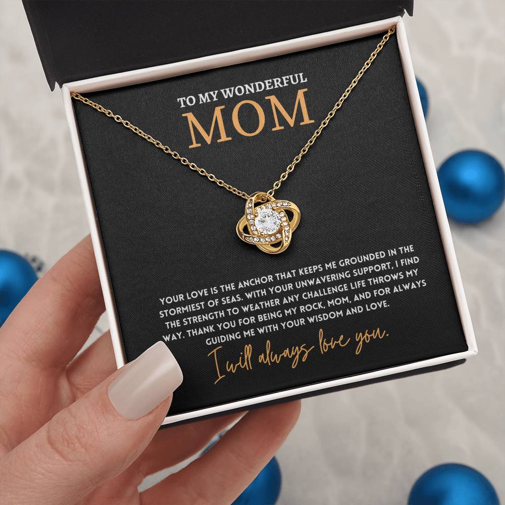 To My Wonderful Mom, Anchor Of Love Necklace Gift Engraved Love And Strength Pendant Best Mother's Day Rock And Anchor Necklace Best Unwavering Support Tribute Necklace Unique Mother's Day Love And Guidance Necklace