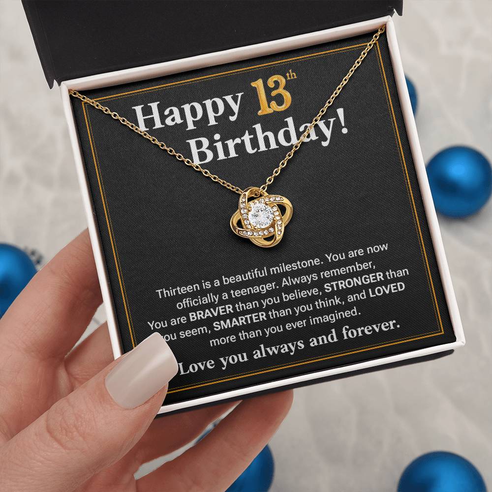 13th Birthday Necklace Gift for Teen Girl – Braver Stronger Loved