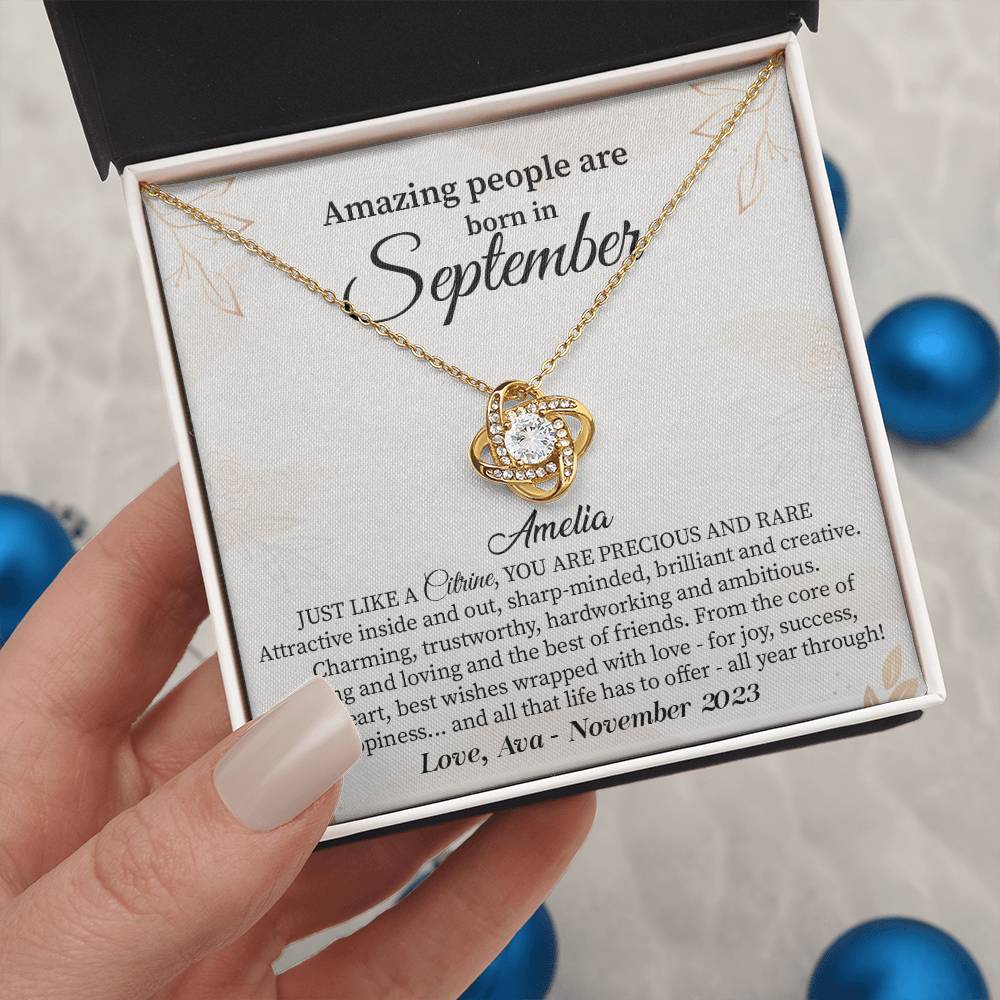 September Birthday Gift for Her – Necklace with Gift Card