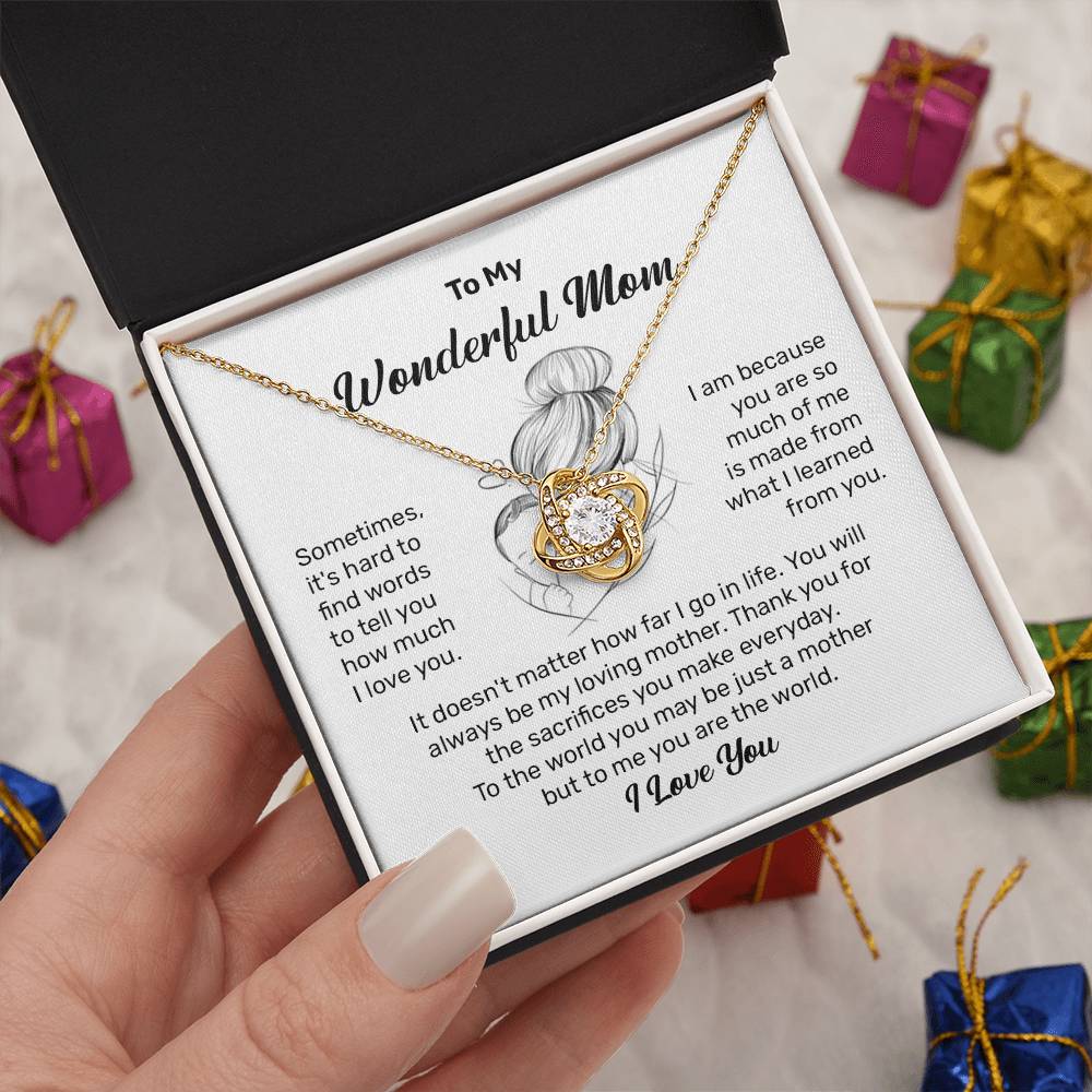 To My Wonderful Mom Heartfelt Necklace For Her Loving Jewelry For Mother's Day Thank You Gift Sentimental Necklace For Care Loving Pendant For A Cherished Bond Sentimental Pendant Appreciation Necklace For Her Thoughtful Necklace For Love And Support