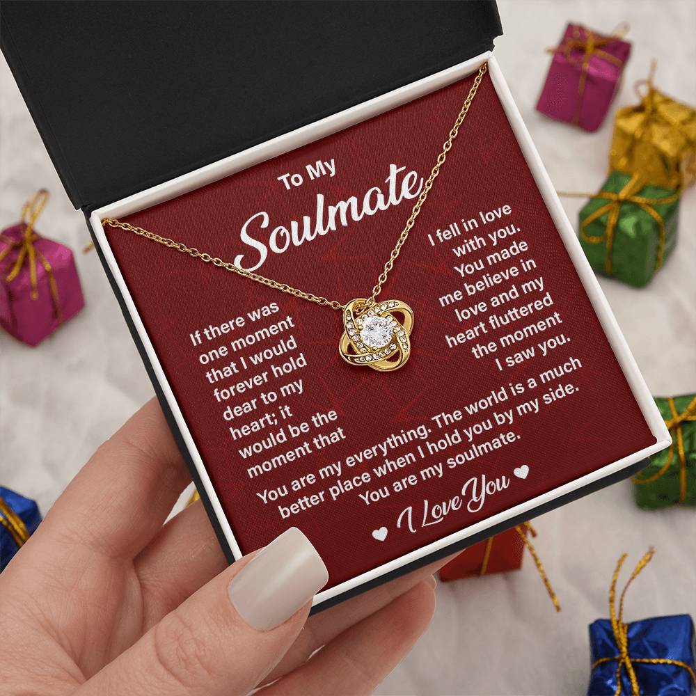 Soulmate Necklace Gift for Her with Love Quote