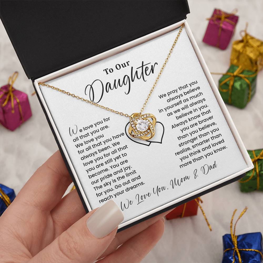 To Our Daughter Heartfelt Jewelry For Daughter Gift From Your Mom And Dad Proud Parent Gift Caring Gift For Daughter Supportive Necklace For Daughter Believe In Yourself Jewelry Daughter's Dreams Jewelry Unique Gift For Daughter Special Bond Necklace