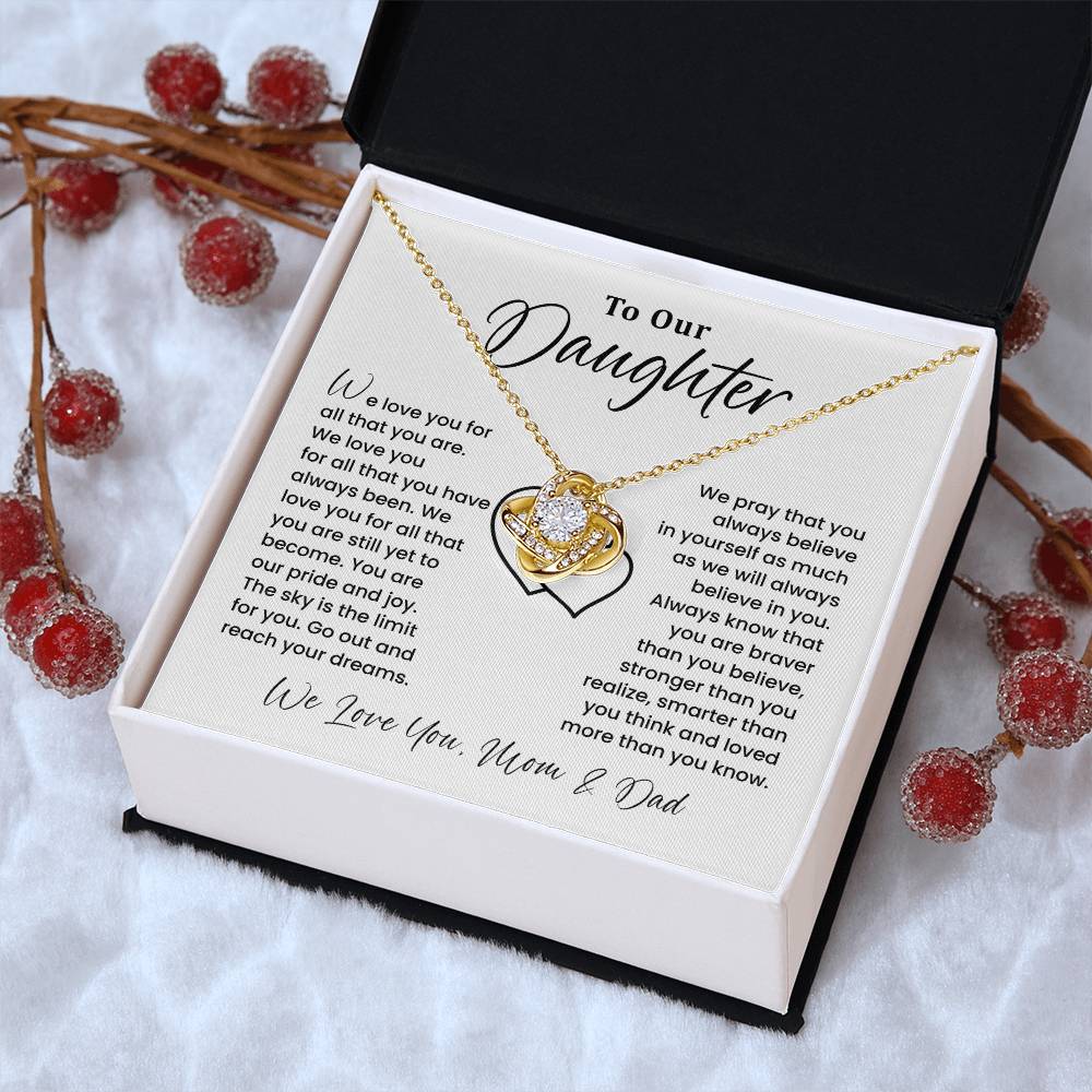 To Our Daughter Heartfelt Jewelry For Daughter Gift From Your Mom And Dad Proud Parent Gift Caring Gift For Daughter Supportive Necklace For Daughter Believe In Yourself Jewelry Daughter's Dreams Jewelry Unique Gift For Daughter Special Bond Necklace