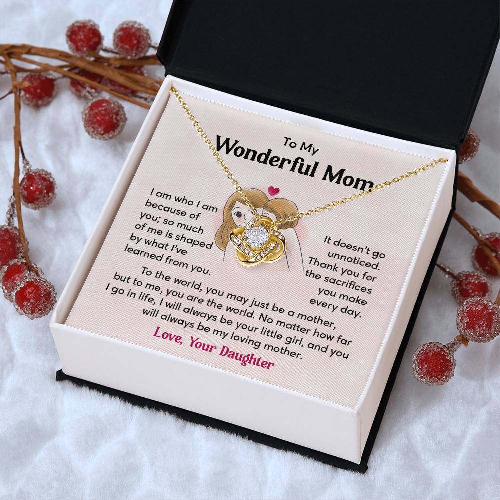 To My Wonderful Mom, Wonderful Mom Pendant Heartfelt Necklace For Her Thank You Gift For Sacrifice Sentimental Necklace For Love Loving Pendant Sentimental Pendant Appreciation Necklace For Her Special Pendant For A Mother Love Loving Pendant For Support