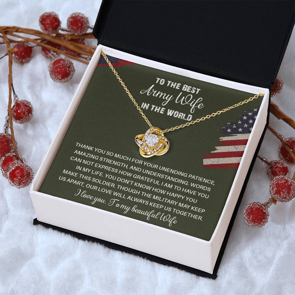 To The Best Army Wife In The World  Best Army Wife Jewelry Unwavering Support Necklace Thank You Jewelry For Wives Unique Gift For Military Spouses My Beautiful Wife Jewelry Romantic Gift For Army Wives Meaningful Gift For Military Wives