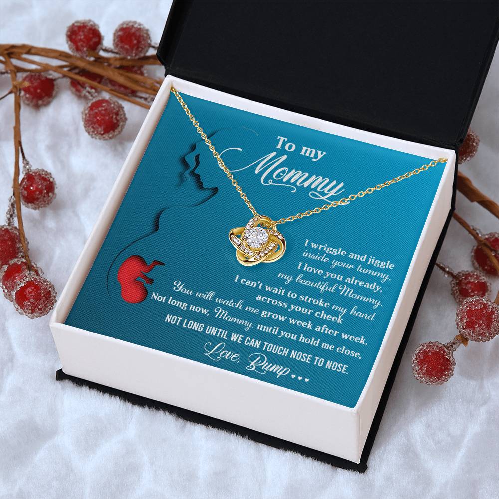 To My Mommy Necklace For Mothe's Day Jewelry For Mom, Gift For Mommy From Baby Bump, Pregnancy Gift For Mommy Love Knot Necklace With Meaningful Message Card And Box.