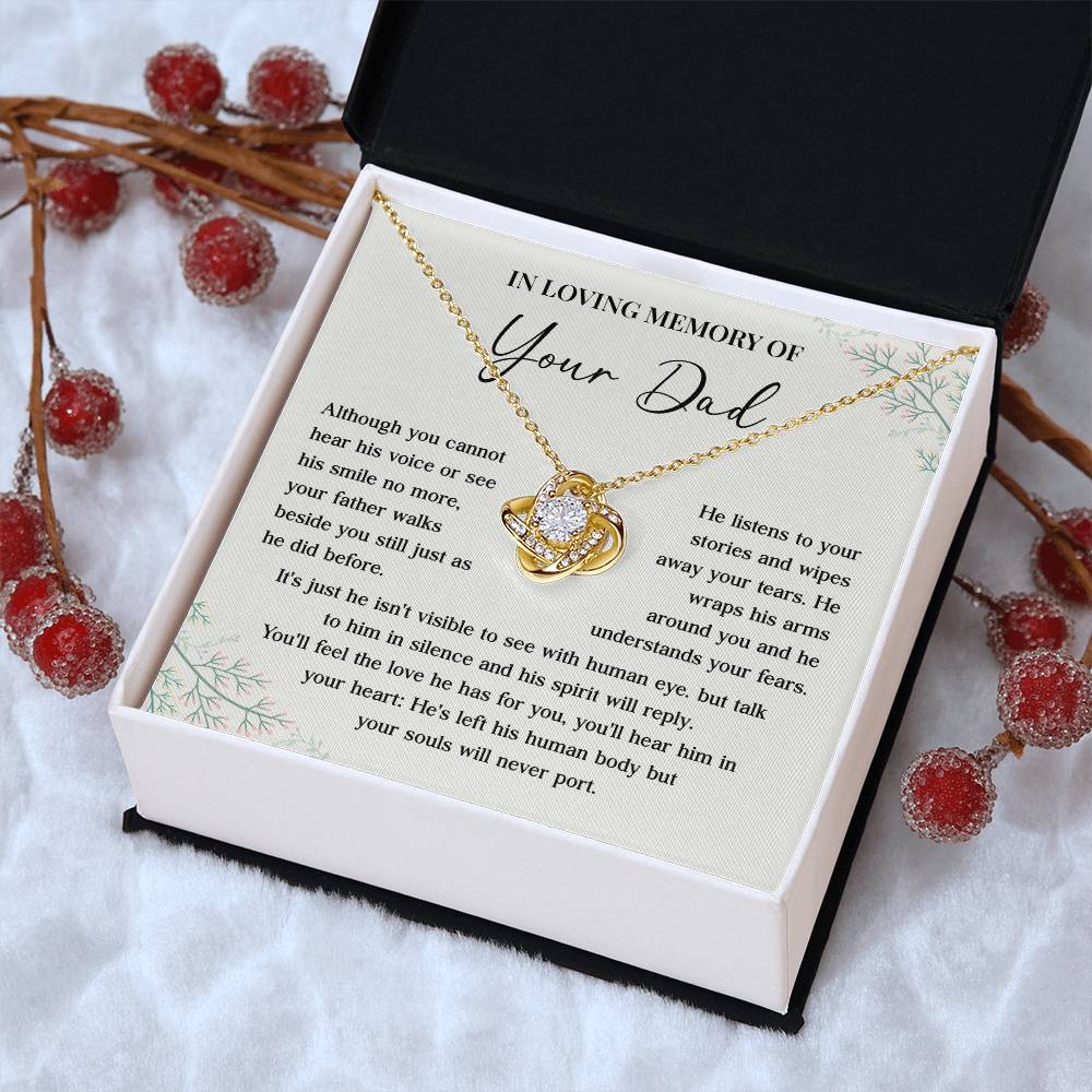 Memorial Necklace for Dad Loss with Message Card