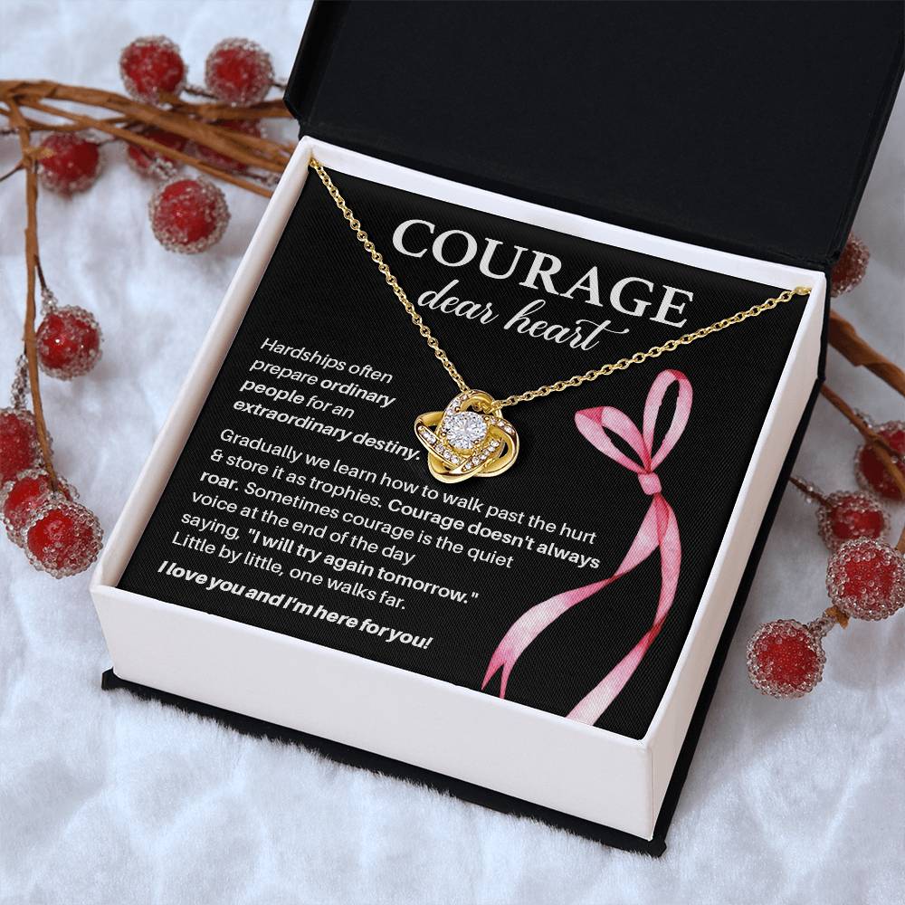 Courage, Dear Heart Overcoming Hardships Necklace Courage Necklace Extraordinary Destiny Jewelry Meaningful Gift For Cancer Patients Supportive Gift For Fighters Never Give Up Necklace Breast Cancer Necklace For Soulmate