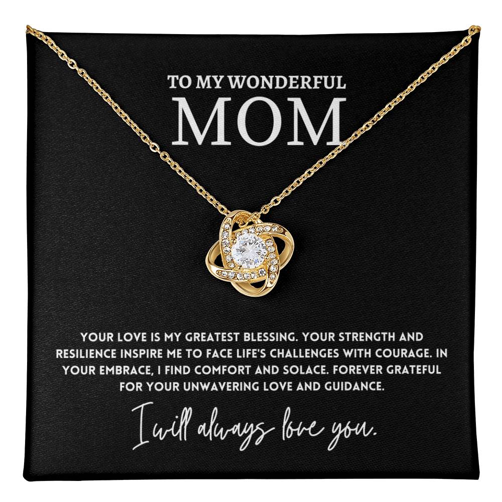 To My Wonderful Mom, Greatest Blessing Necklace Gift Love And Guidance Engraved Jewelry Best Mother's Day Unwavering Love Jewelry Gift Strength And Love Mother’s Day Jewelry Gift Unique Necklace Necklace Gift From Daughter